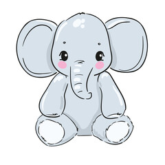 Hand Drawn cute elephant vector illustration