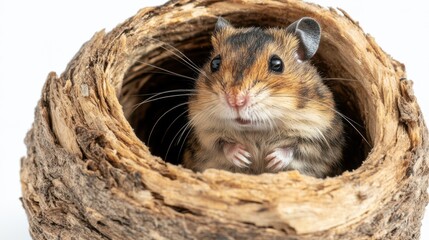 Small Animal Emerging from Tunnel in Studio Setting