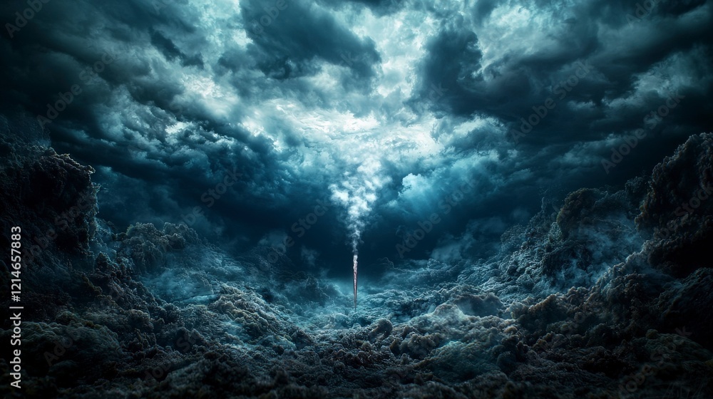 Poster ethereal storm unveils hidden dreams celestial realm digital art surreal atmosphere aerial perspecti