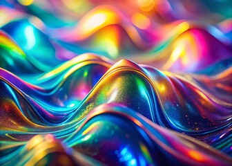 Fototapeta premium Abstract Pastel Rainbow Holographic Light Wavy Background - Tilt-Shift Photography