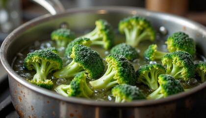 Steaming Broccoli: Healthy food.
