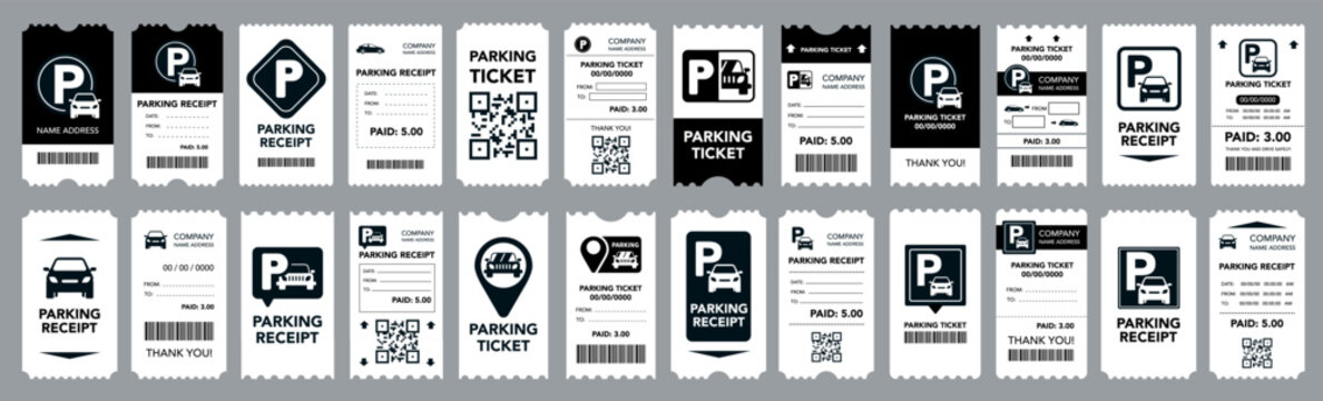 Parking ticket for car parking zone set