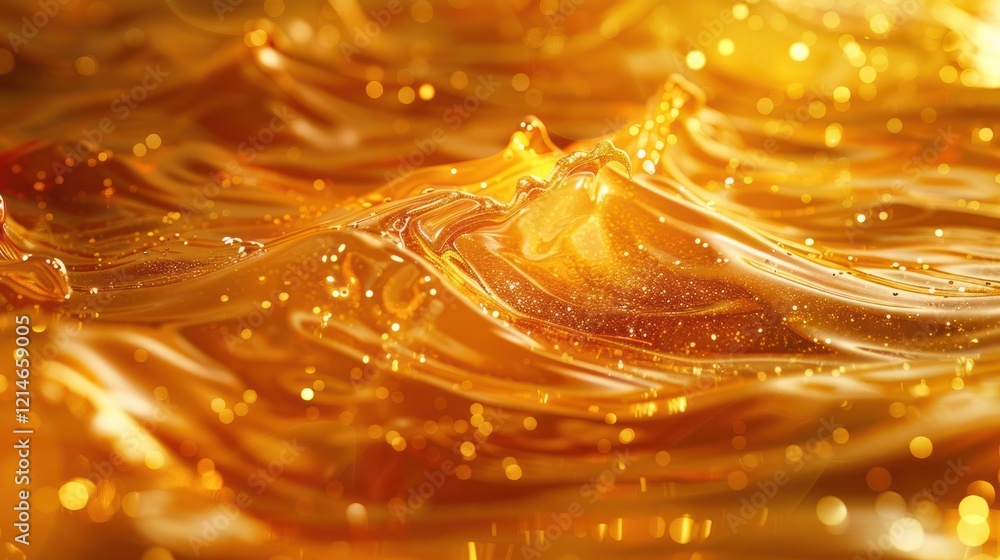 Aufkleber shimmering golden liquid waves with sparkling particles creating a mesmerizing effect