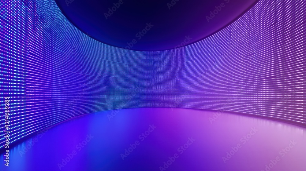 Poster modern curved led screen wall creates vibrant visual effect. diode pixel tech creates dynamic abstra