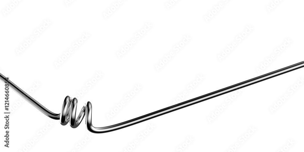 Poster metallic twisted line 3d shape isolated. futuristic chrome metal spring element banner, abstract tan