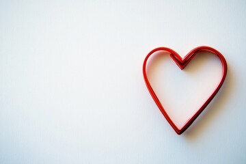 A red heart shaped cookie cutter on a white surface, great for baking and decorating