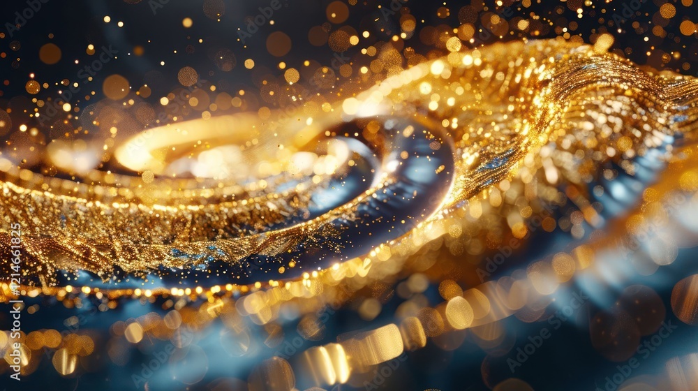 Aufkleber abstract golden swirl with sparkling particles creating a mesmerizing visual effect