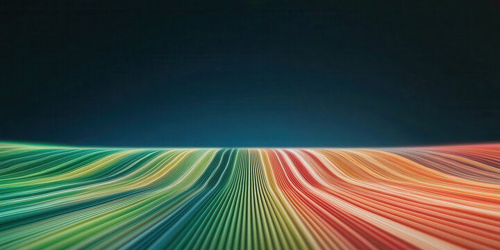 Vibrant lines create flowing landscape in conceptual cyber highway