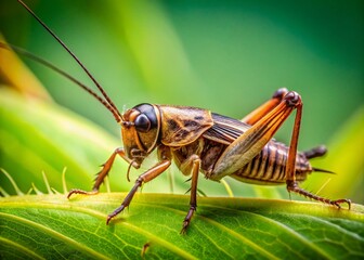 Fototapeta premium Spring Field Cricket Close-Up: Chirping Insect Macro Photography