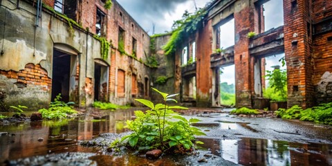 Spring Rain: Delicate New Growth Emerging in Urban Decay