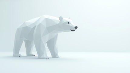 Fototapeta premium Arctic Elegance: Low-Poly Stylized Polar Bear in a Minimalist Landscape