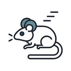 Cute illustration of a mouse with a tail and expressive features on a white background
