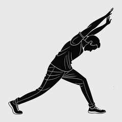 A-person-stretching-before-a-run image silhouette vector art and illustration