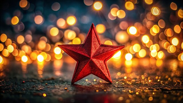 Abstract Red Star Pattern Background - Low Light Photography Stock Photo