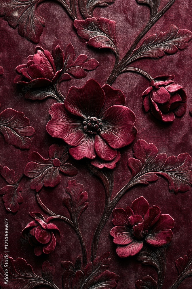 Poster a close-up shot of a single flower sitting on a red cloth, ideal for use in product design or editor