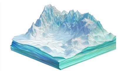 Obraz premium Geometric Mountain Layers: Low-Poly Cross-Section Artwork with Ultra-Detailed Altitude Lines
