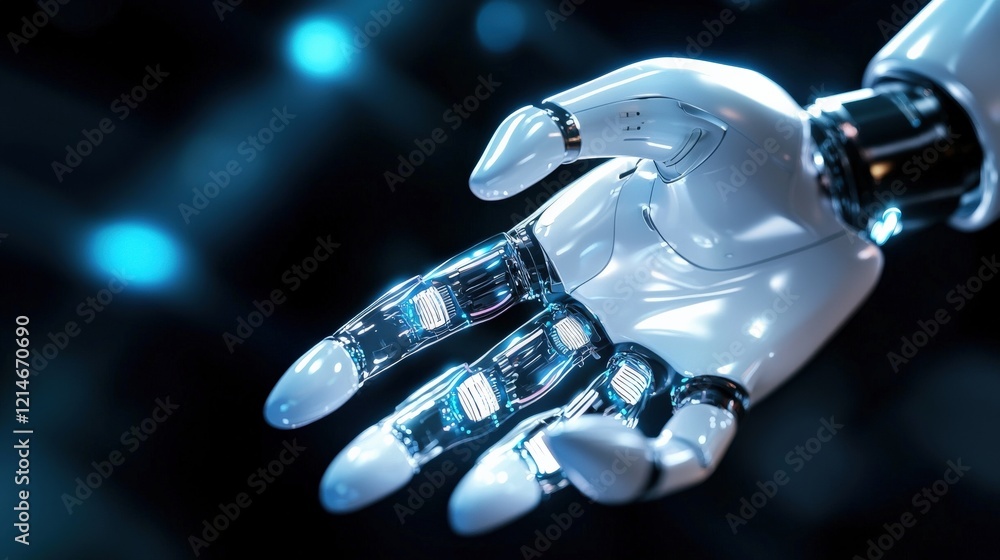 Poster a futuristic robotic arm assisting in a minimally invasive surgery.