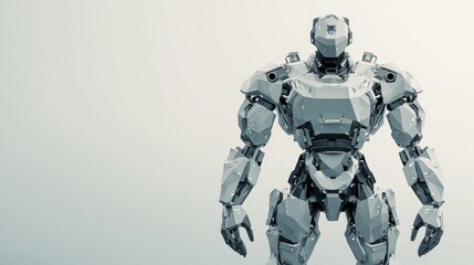 Fototapeta premium Futuristic Low-Poly Robot Character in T-Pose with Mint and Grey Polygons Emphasizing Joints - Ultra-Detailed Cinematic Image