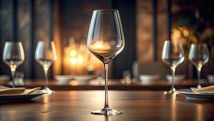Elegant wine glass with curved body and slender stem on a formal dining table setting, Formal dinner party, dinnerware collection, sophisticated decor