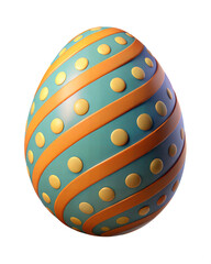 Colorful Striped Easter Egg with yellow dots isolated on white background