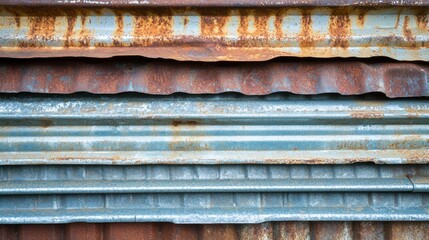A stack of galvanized metal sheets in a workshop or industrial setting