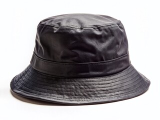 Stylish Black Bucket Hat on White Background - Minimalist Fashion Photography