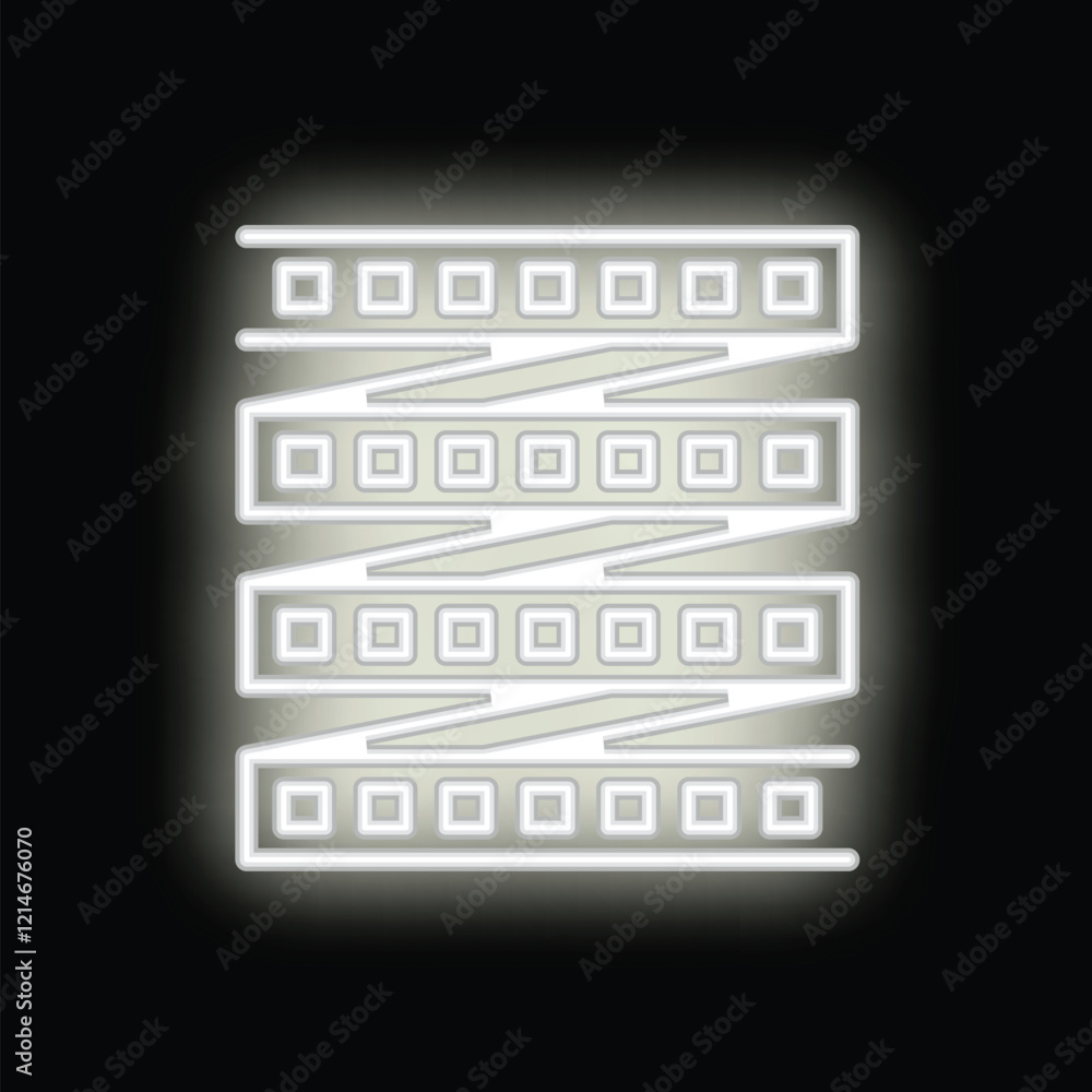 Aufkleber neon icon of network switch hub with multiple connectors glowing on black background