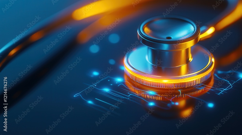 Aufkleber a close-up of a stethoscope resting on a glowing tablet screen displaying patient data and vitals