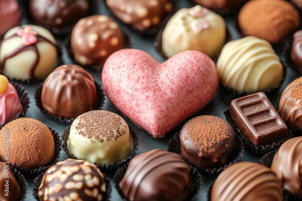 Poster a close-up shot of multiple types of chocolates
