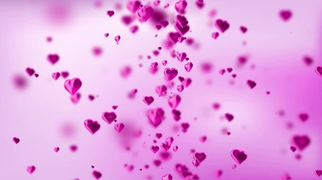 Happy Valentine's Day Animation Pink Hearts Falling on Pink Gradient Background