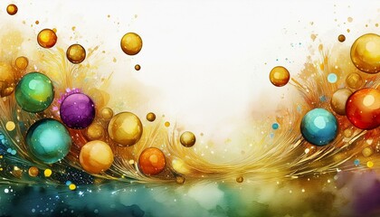 Fototapeta premium Abstract Background With Colorful Balls white background border seamless copy space
