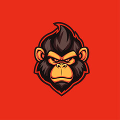 Monkey mascot logo icon flat vector design