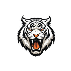 Tiger mascot logo icon flat vector design