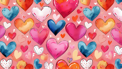 Seamless pattern with heart shape wishing card