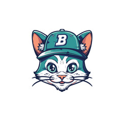 Cute cat mascot logo icon flat vector design