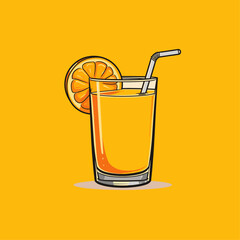 Orange juice glass icon flat vector design