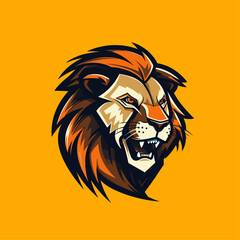 Lion mascot logo icon flat vector design