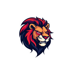 Lion mascot logo icon flat vector design