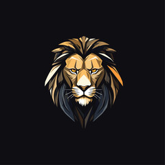 Lion mascot logo icon flat vector design