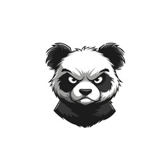 Angry panda mascot logo icon flat vector design