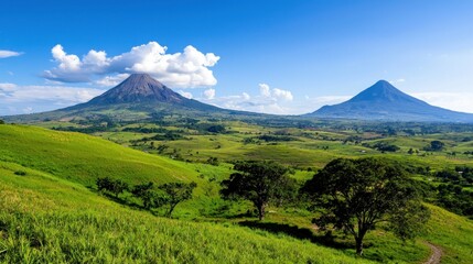 Fototapeta premium African Volcanoes and Lush Valley