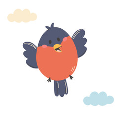 Obraz premium Cute little bird. Vector cartoon illustration in childish style. Isolated on white.