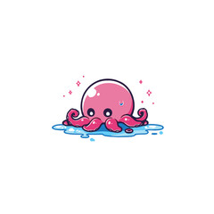 Octopus mascot logo flat vector design