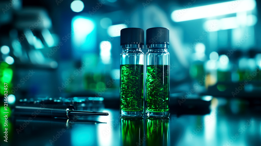 Aufkleber algae research experiment laboratory setting scientific analysis controlled environment close-up vie
