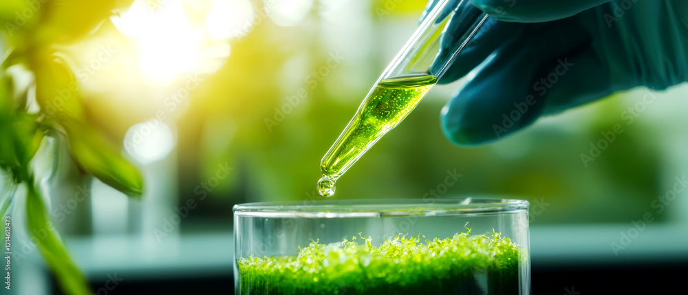 Poster laboratory experiment analyzing algae growth in a controlled environment scientific research close-u