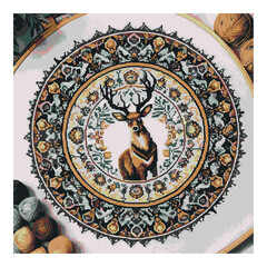 Beautiful-Deer Cross Stitch Pattern vector illustration 09