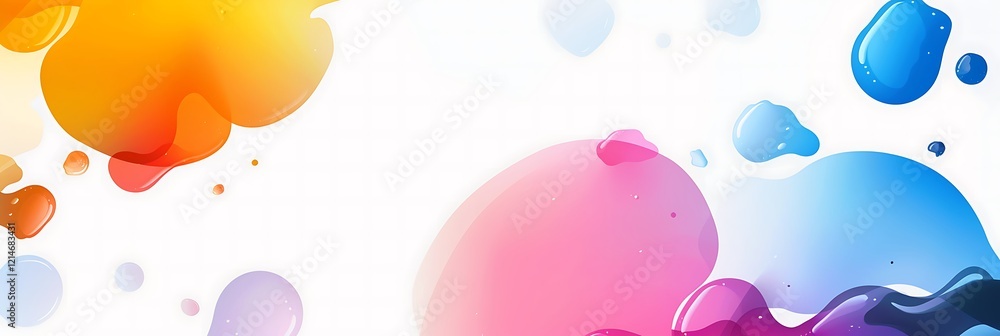 Poster a vibrant blend of colorful paint splashes on a light background, creating an artistic and energetic