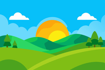 landscape with mountains and blue sky
