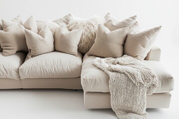 A couch with pillows and a blanket, perfect for relaxing at home