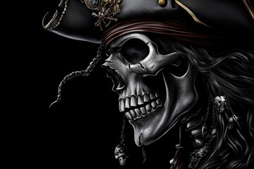 A digital depiction of a hat-wearing pirate skull.